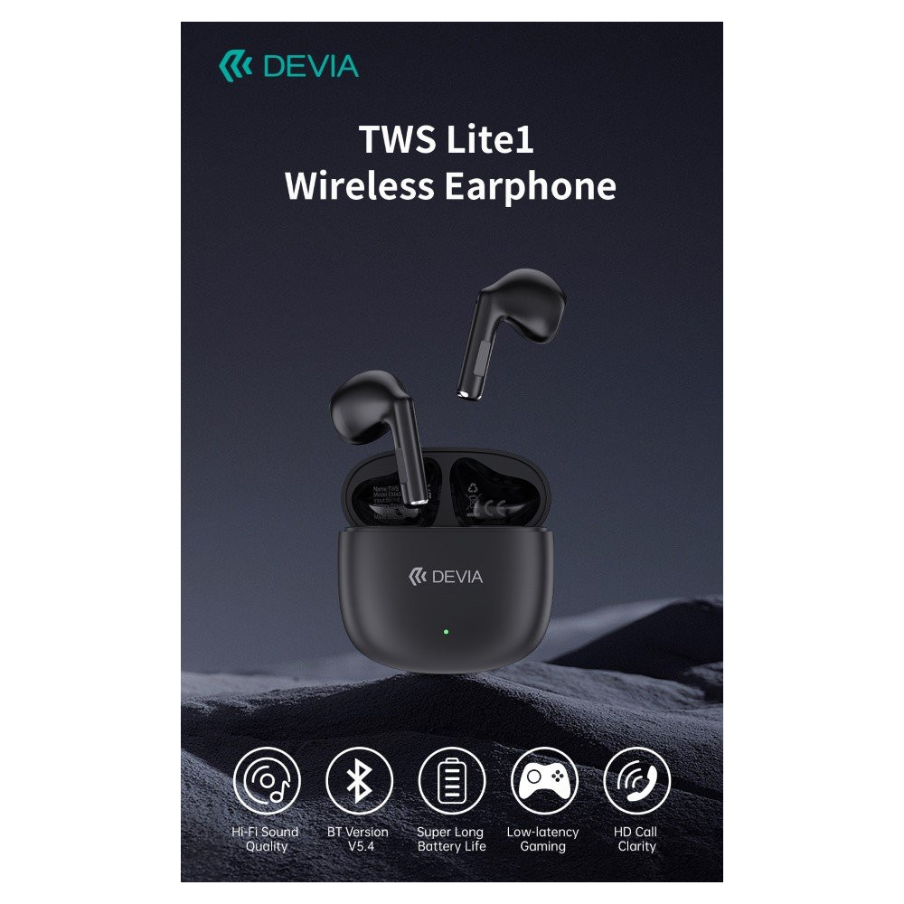 Auricolari TWS EM404 Lite1 Bluetooth 5.4 Neri DEEM404095B
