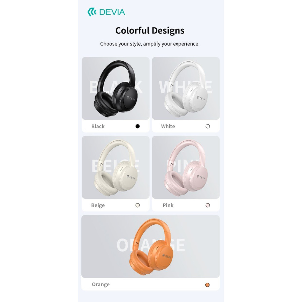 Lite1 Cuffie Over-Ear Wireless ad Alta Autonomia con Audio AAC e Ricarica Type-C Beige DEM205184G