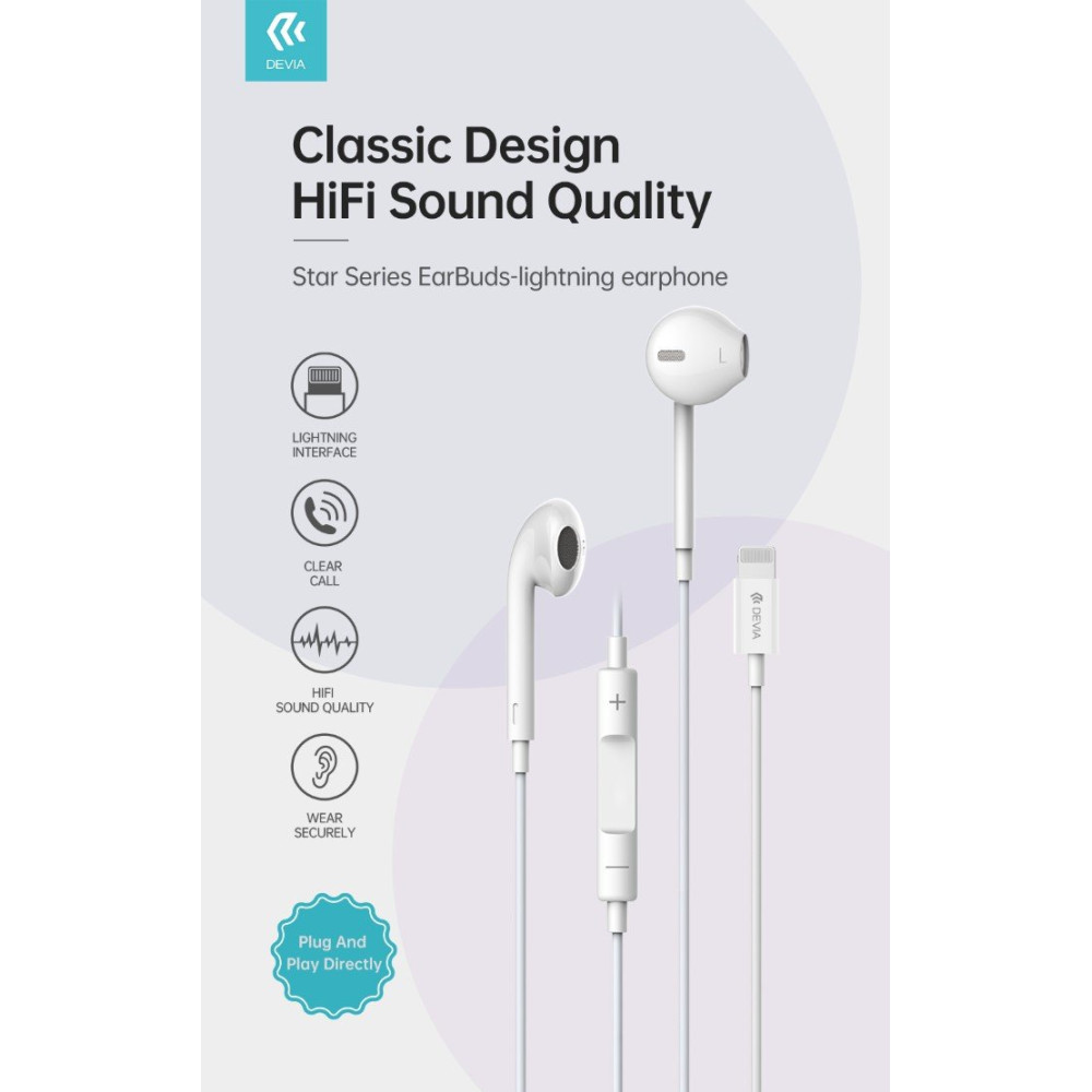 Auricolari compatibili Apple Lightning con controlli e microfono DEELAP864W