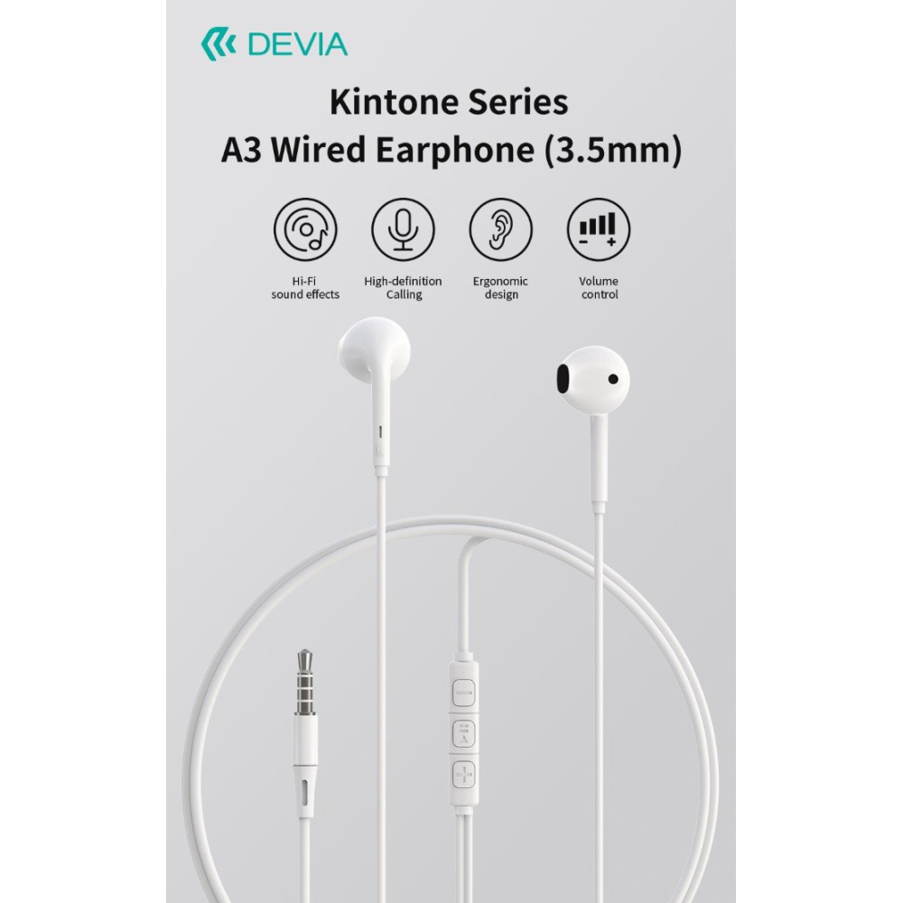 Auricolari Devia Smart A3 con Mic e Controllo 1.2 mt Bianco DESMEP752W