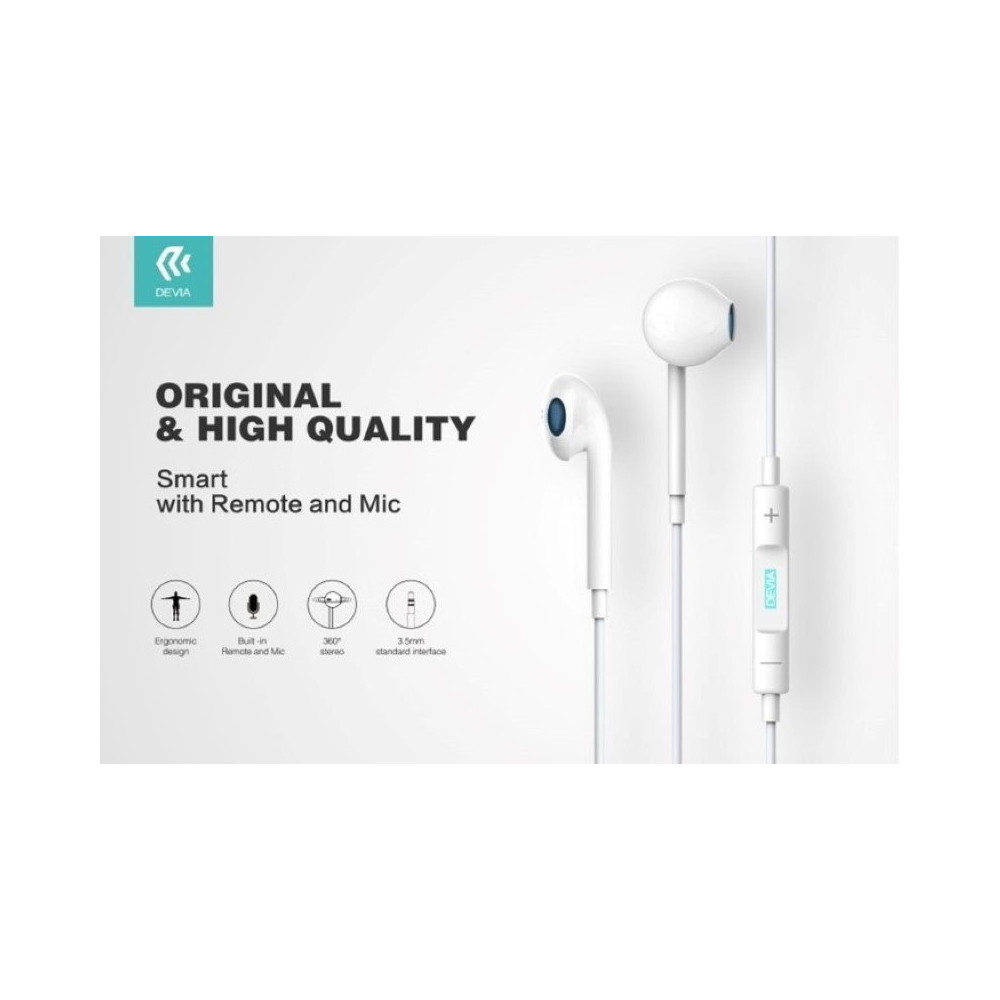Auricolari Devia Smart con Mic e Controllo 1.2 mt Bianco DESMEP077W