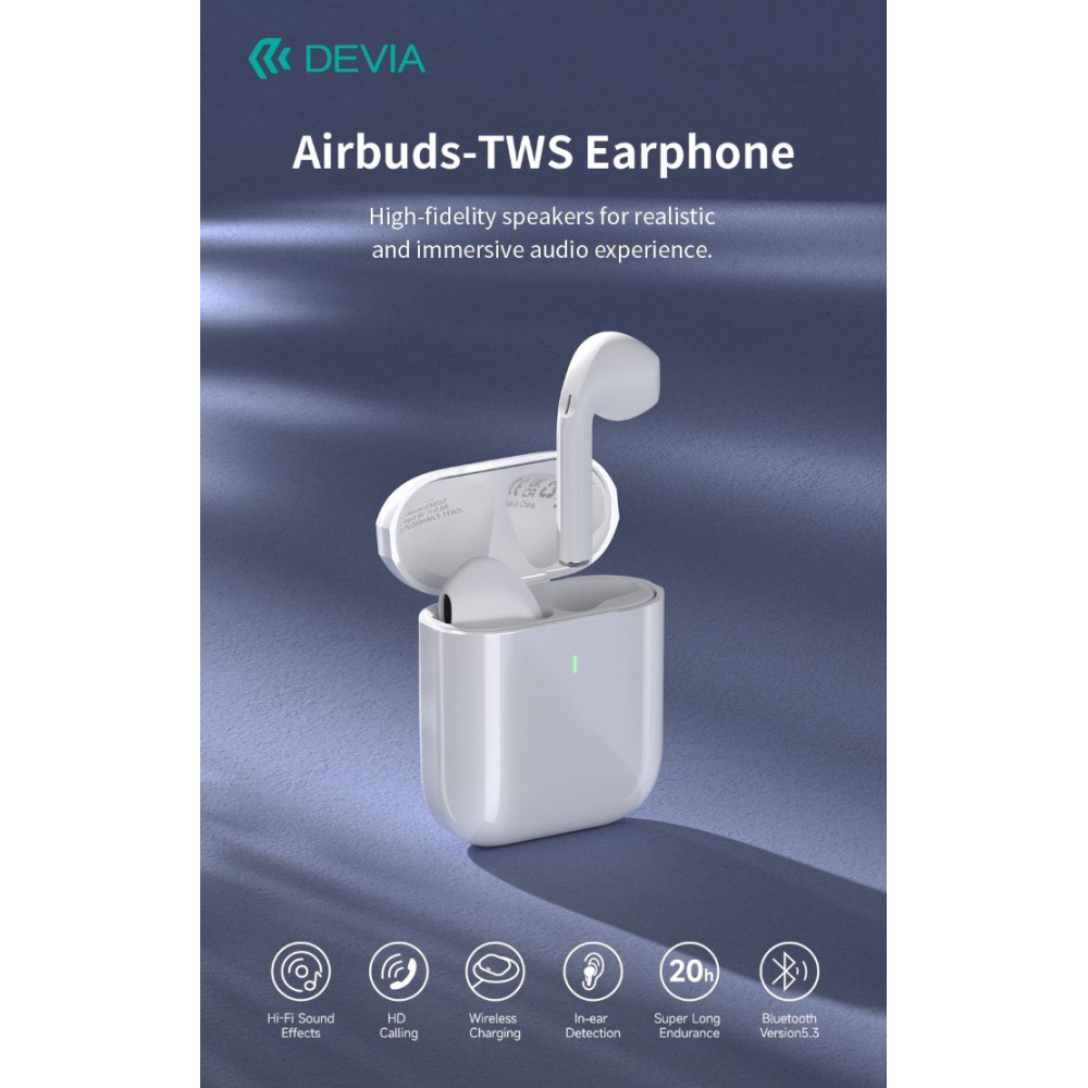 Auricolari Airbuds TWS EM053 Carica Wireless BT 5.3 Bianchi DETWS53114W