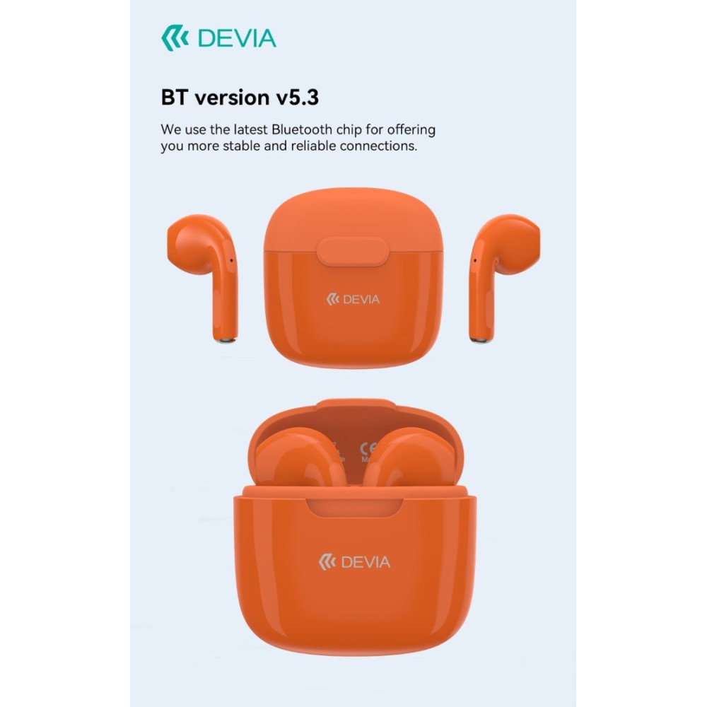 Auricolari Devia TWS-K1 Bluetooth 5.3 EM057 Arancio DETWS57251O