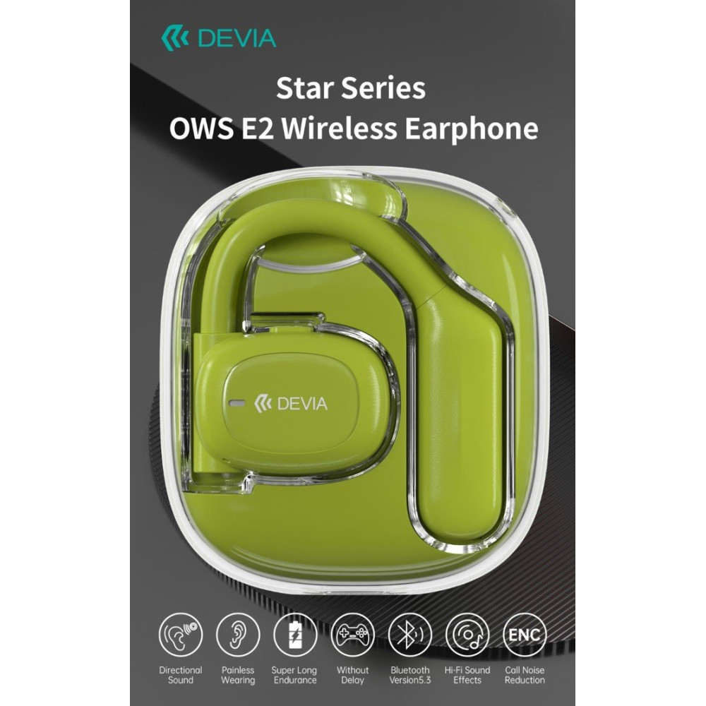 Auricolari TWS-OWS E2 EM043 Padiglioni esterni Verdi DETWS43869G