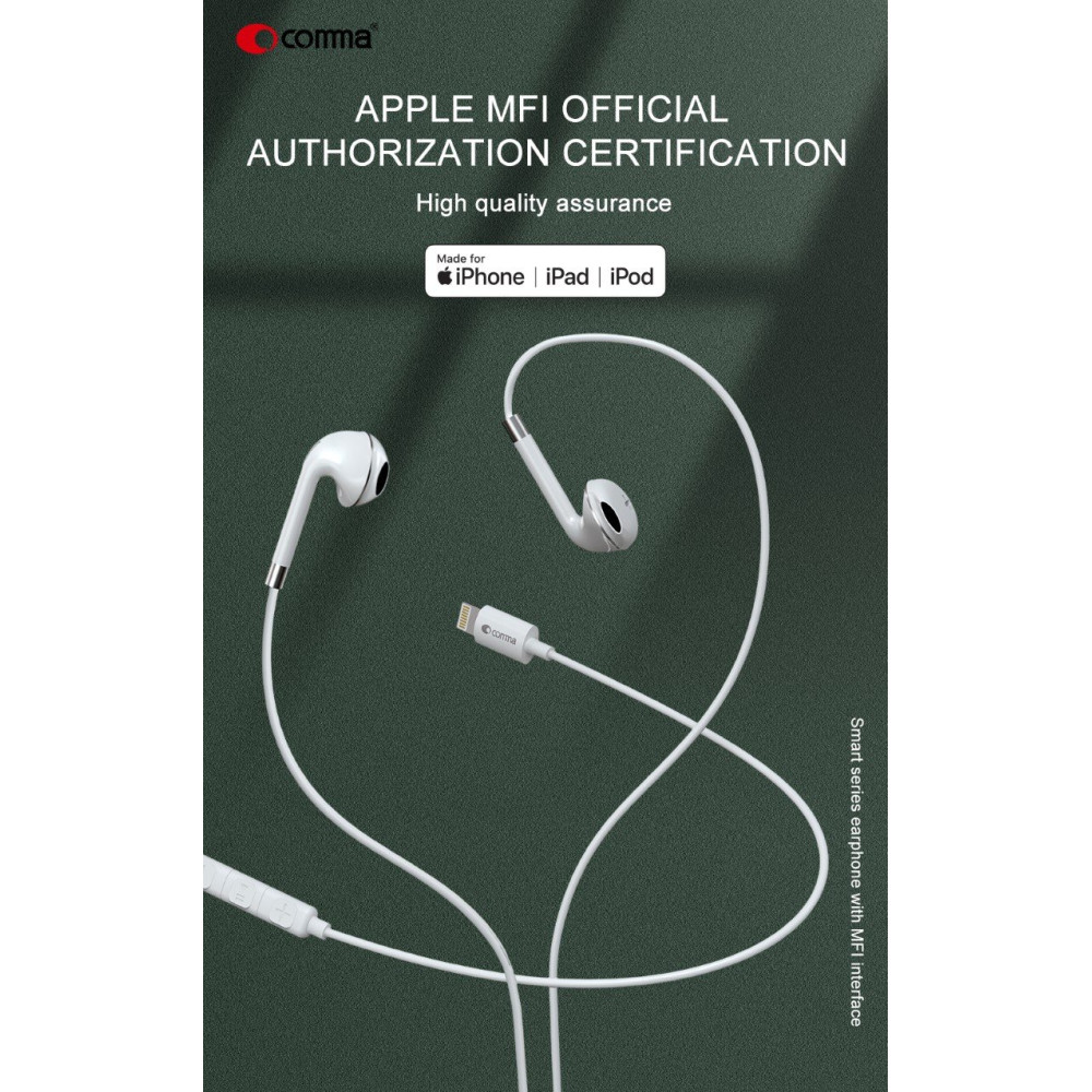 Auricolari Comma Apple Lightning Certificati MFI Voce/Musica COAUMFI914