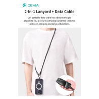 Cordino con Cavo Carica Tipo-C tracolla 1.2mt porta telefono Nero DEWLCC145B