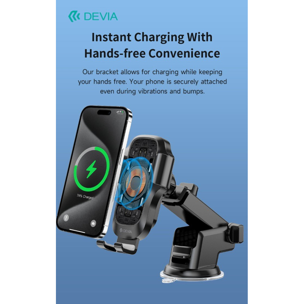 Supporto smartphone per auto con carica wireless telescopico DESGW574B