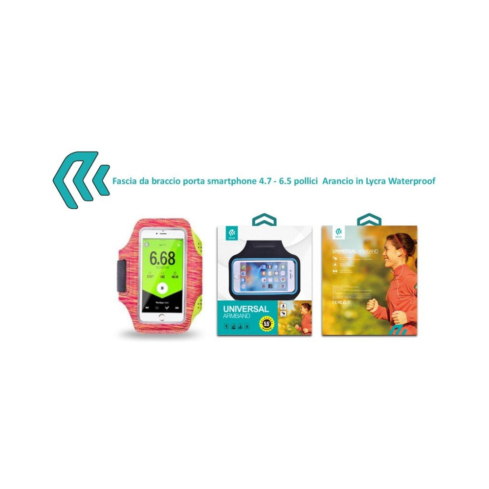 Fascia da braccio porta smartphone 4.7 - 6.5 pollici Arancio DEEGAB519O
