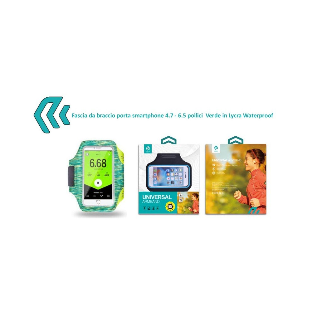 Fascia da braccio porta smartphone 4.7 - 6.5 pollici Verde DEEGAB526G