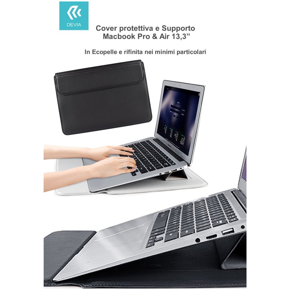 Cover protettiva per Macbook Pro e Air 13,3 2020 colore Nera DEMK13334B