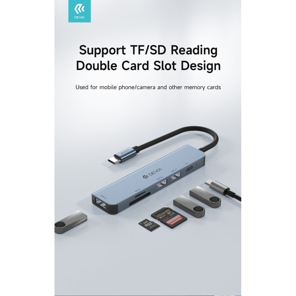Leopard Type-C a USB3.0*3+PD + lettore di schede 5 in 1 HUB DEHB51PD882