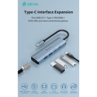 HUB 5 in 1 da tipo C a USB*2+tipo C+PD 100 W+RJ45 serie Leopard DEHB51PD943