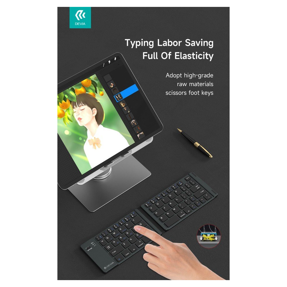 Tastiera bluetooth richiudibile Compatibile Microsoft, Android, Apple DEEL193470G