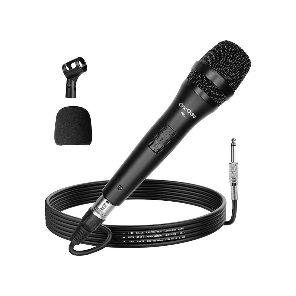 OneOdio ON55 Microfono Dinamico Cardioide con Cavo XLR da 5m e Supporto per Clip ONEON55793B