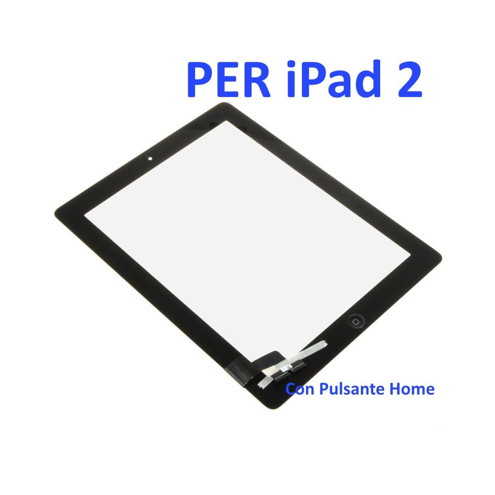 Touch Screen con Pulsante Home e Adesivo per iPad 2 Nero RCIPA2SETB