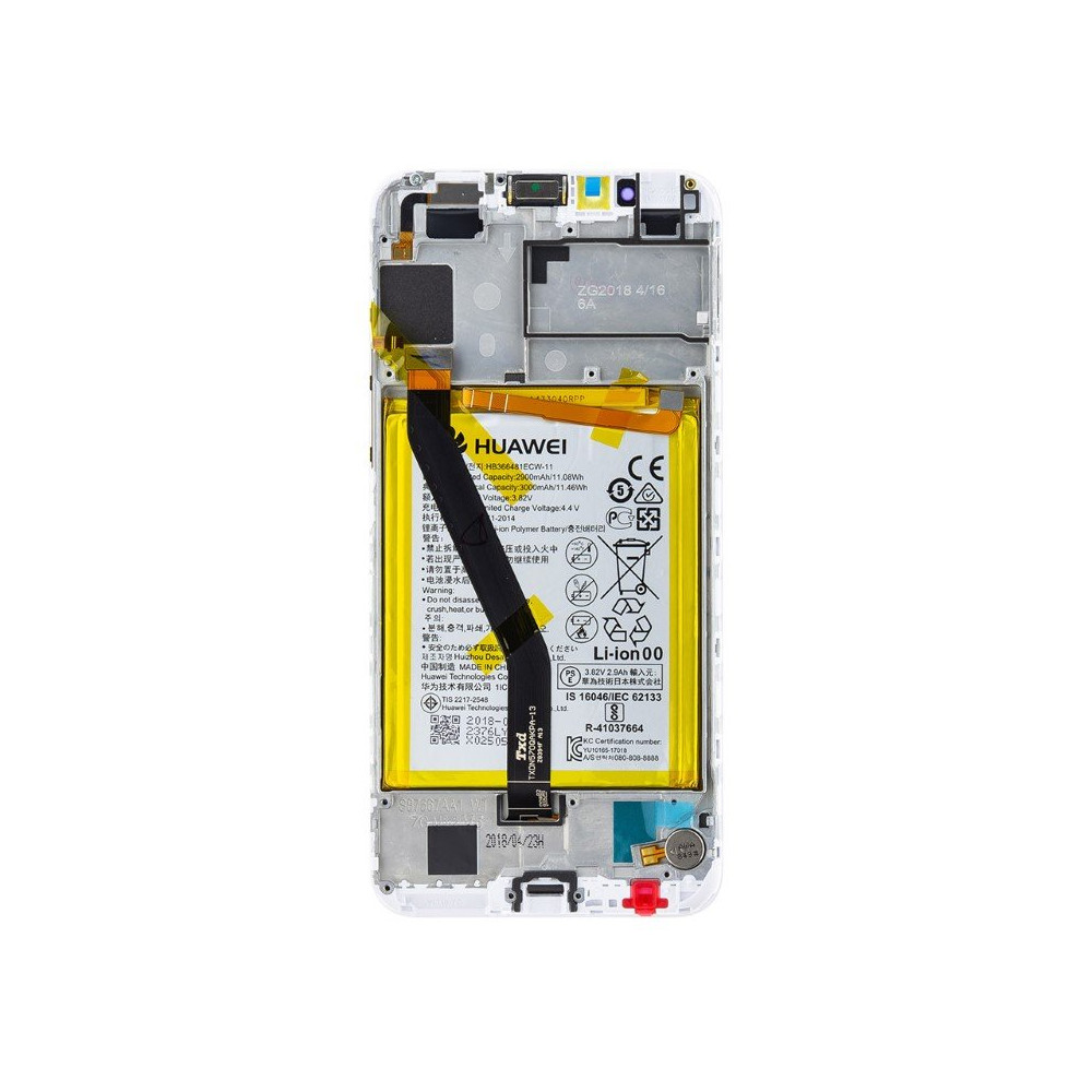 Lcd per Huawei Y6 2018 Con Batteria Service Pack Bianco RCHWY618FLW