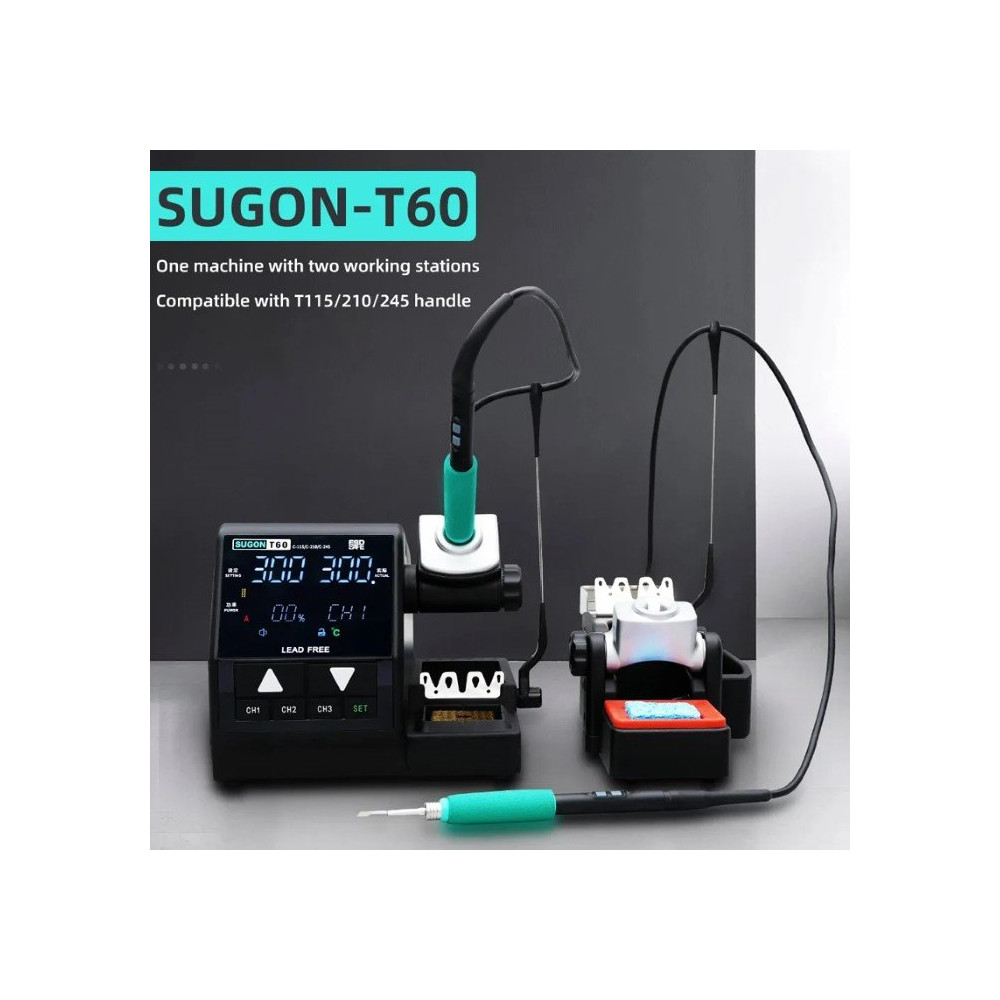 Stazione Doppia di saldatura SUGON T60 con impugnatura C210 160W RCRPSUGT60