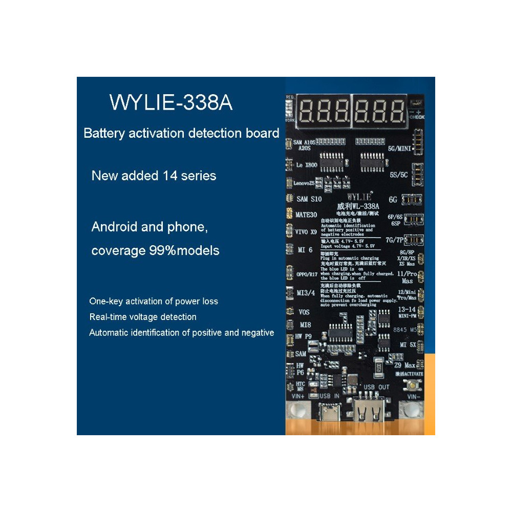 WYLIE WL-338A Scheda attivazione batterie iPhone e Android RCRWL338A