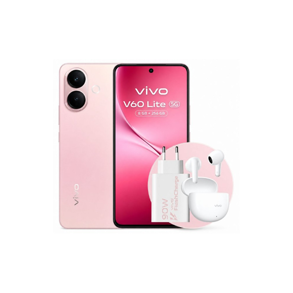 Vivo V60 Lite 5G Special Pack Pink + Buds Air 3 e Alimentatore DSVIV60LI256V