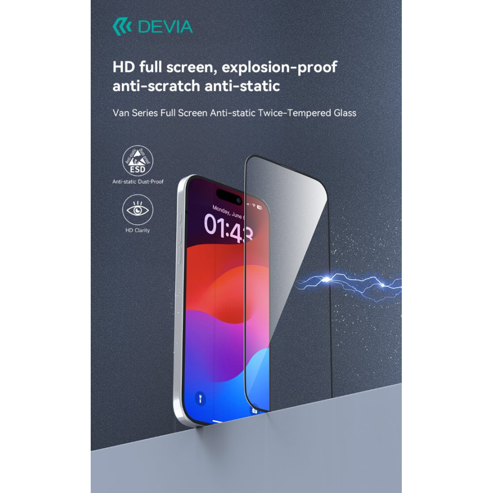 Pellicola in vetro temperato Full 3D per iPhone 15 Plus DETGIP15S910