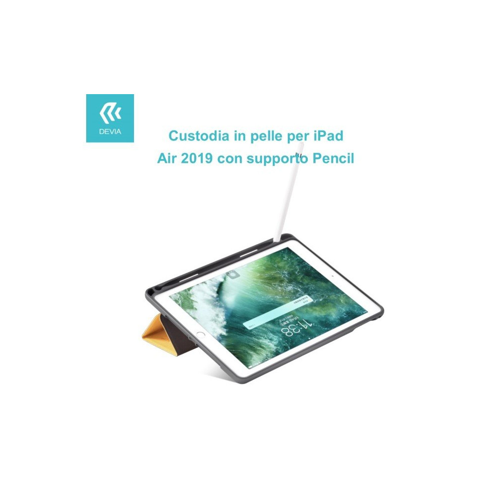 Custodia in pelle per iPad Air 2019 con supporto Pencil Blu DEIPAA19462A