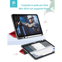 Custodia pelle per iPad Mini 2019 con supporto Pencil Nera DEIPAM19424B