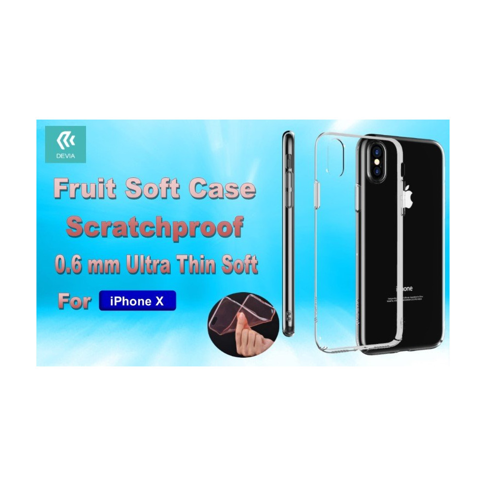 Cover Fruit Soft 0,6mm Anti Graffio 4H iPhone X Trasparente DEFRIPX935