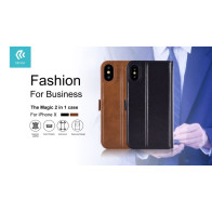 Cover in Pelle con Porta Documenti Magic per iPhone X Nera DEMIPX399B