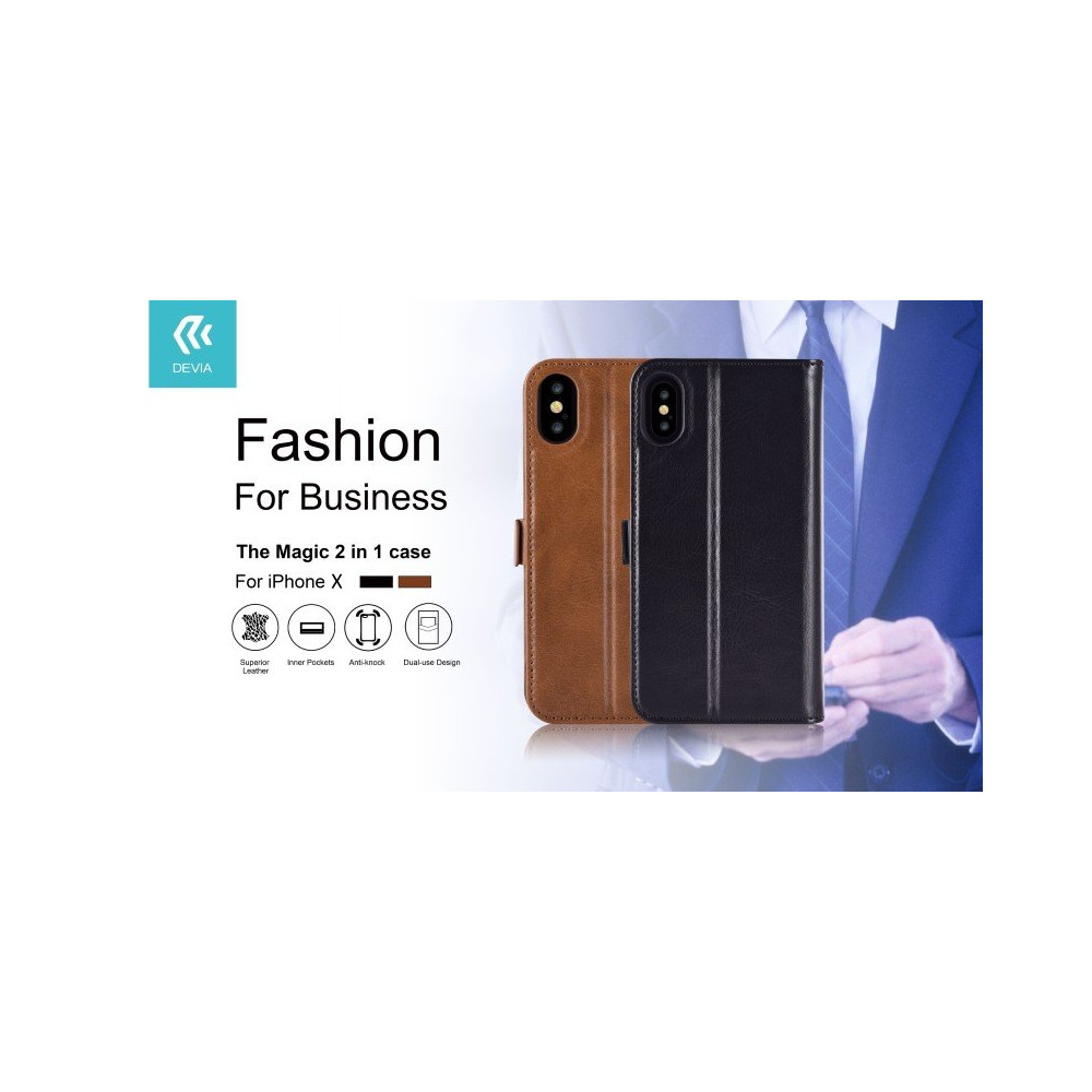 Cover in Pelle con Porta Documenti Magic per iPhone X Nera DEMIPX399B