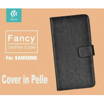 Cover a Libro in Vera Pelle Nera Fancy per Samsung Galaxy S7 DEFYS7918B