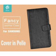Cover a Libro in Vera Pelle Nera Fancy per Samsung Galaxy S7 DEFYS7918B