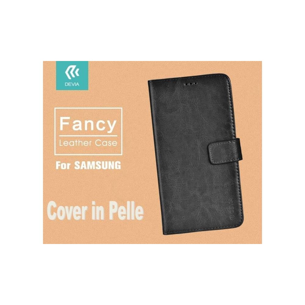 Cover a Libro in Vera Pelle Nera Fancy per Samsung Galaxy S7 DEFYS7918B