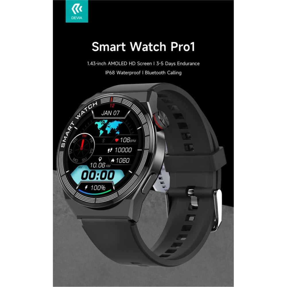 DEVIA Smart Watch Pro1 EM705 IP68 Display Amoled HD Nero DEEM705025B