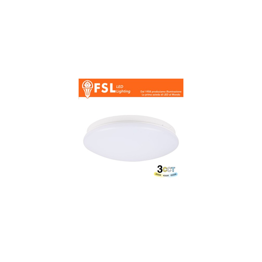 Plafoniera LED 14W Ø244*71mm - 3 in 1 CCT (3000-4000-6500K) IP44 FLCL-ECO14CCT