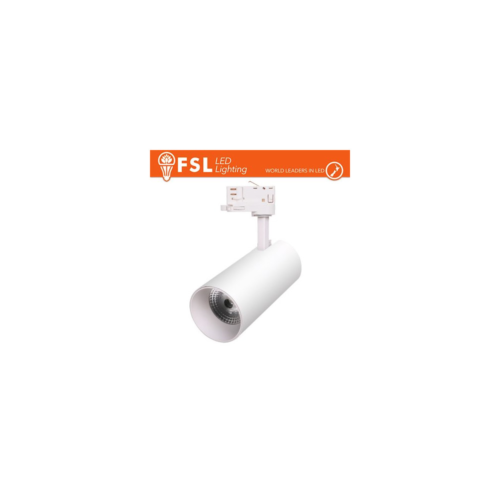 FSL Proiettore a Binario Trifase BIANCO - 3white 3000-4000-6500k, 30w, 3500lm FLT4FST930W
