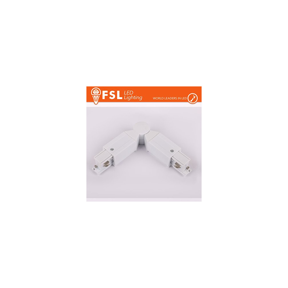 FSL Connettore Forma L con angolo regolabile per Binario Trifase - Colore BIANCO FLT4-WA