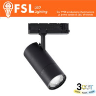 Proiettore LED a Binario Trifase Zoomabile - 3 in 1 CCT (3000-4000-6500K) Nero FLT4-B