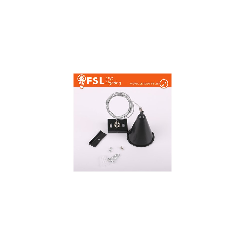 FSL Gancio di sospensione per binario trifase - colore NERO FLT4-BH