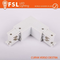 FSL Connettore Forma L destra per Binario Trifase - Colore BIANCO FLT4-WLR