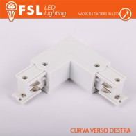 FSL Connettore Forma L destra per Binario Trifase - Colore BIANCO FLT4-WLR