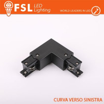 FSL Connettore Forma L sinistra per Binario Trifase - Colore NERO FLT4-BLL