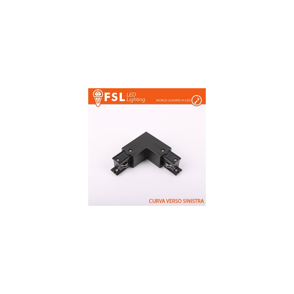 FSL Connettore Forma L sinistra per Binario Trifase - Colore NERO FLT4-BLL