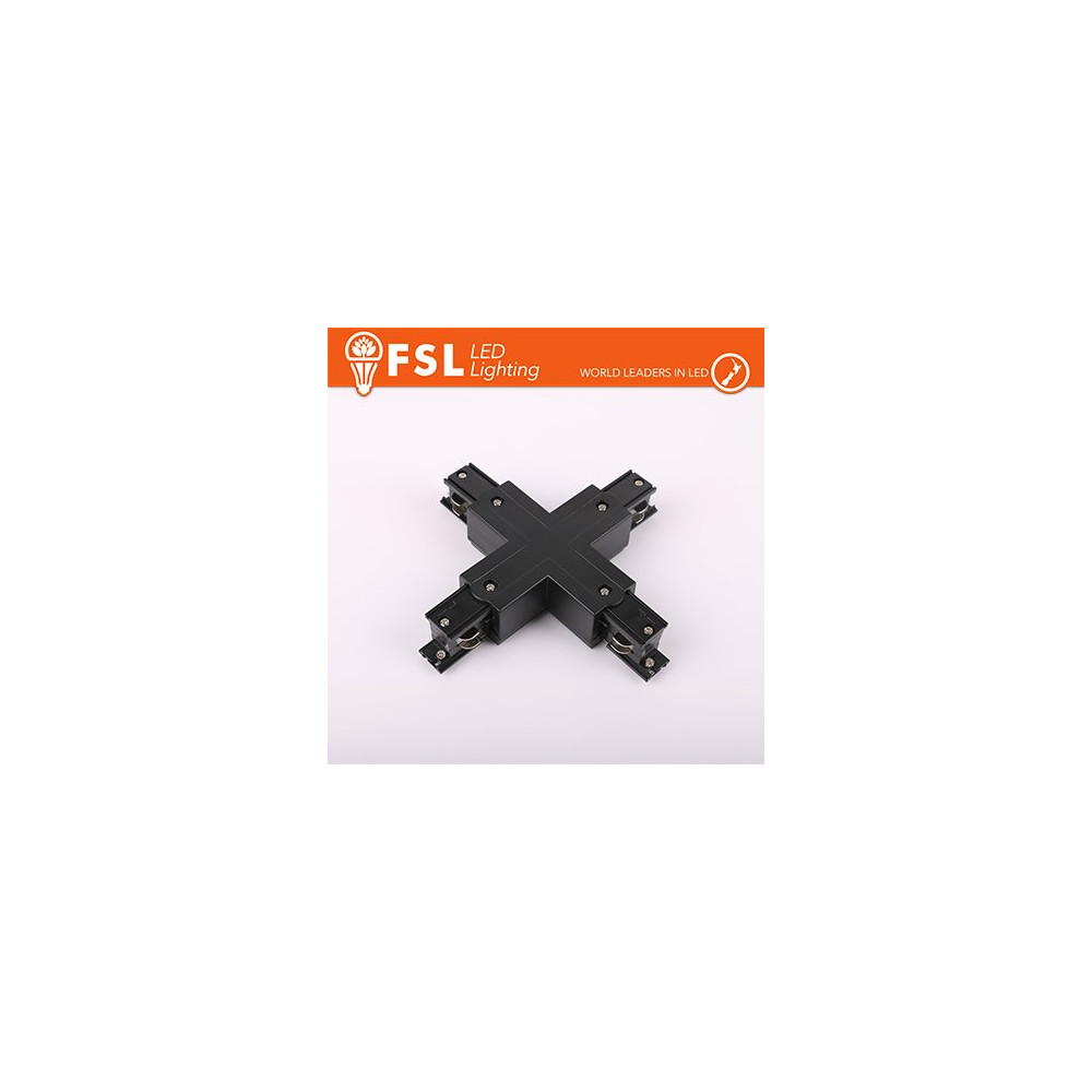 FSL Connettore Forma X per binario Trifase - Colore NERO FLT4-BX