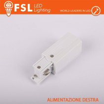 FSL Testata di alimentazione DESTRA per binario trifase - colore BIANCO FLT4-WPR