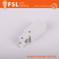 FSL Testata di alimentazione DESTRA per binario trifase - colore BIANCO FLT4-WPR