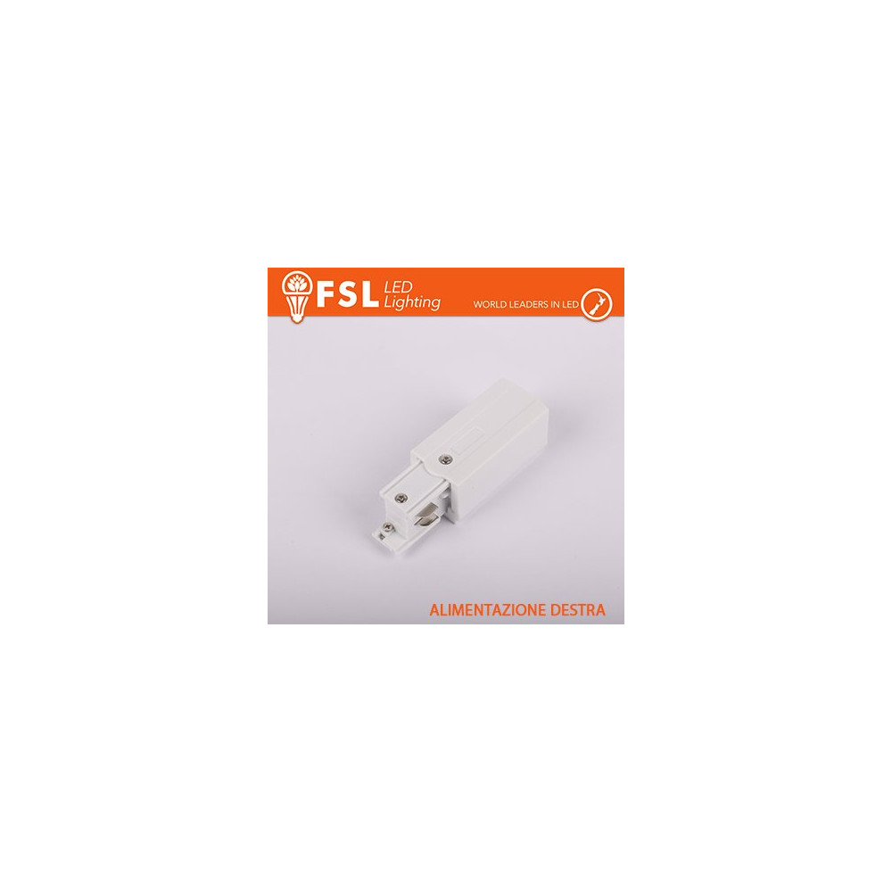 FSL Testata di alimentazione DESTRA per binario trifase - colore BIANCO FLT4-WPR