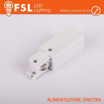 FSL Testata di alimentazione SINISTRA per binario trifase - colore BIANCO FLT4-WPL