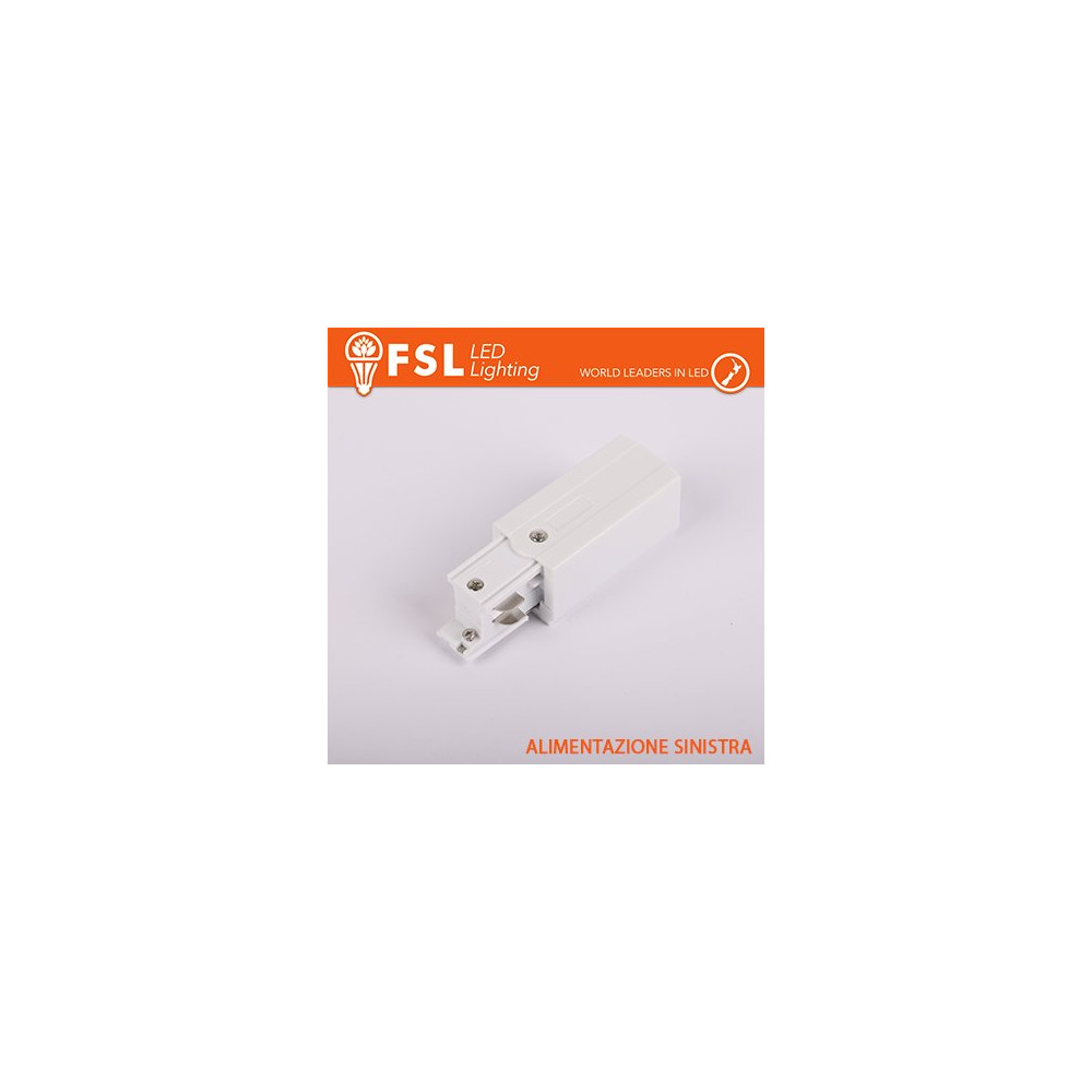 FSL Testata di alimentazione SINISTRA per binario trifase - colore BIANCO FLT4-WPL