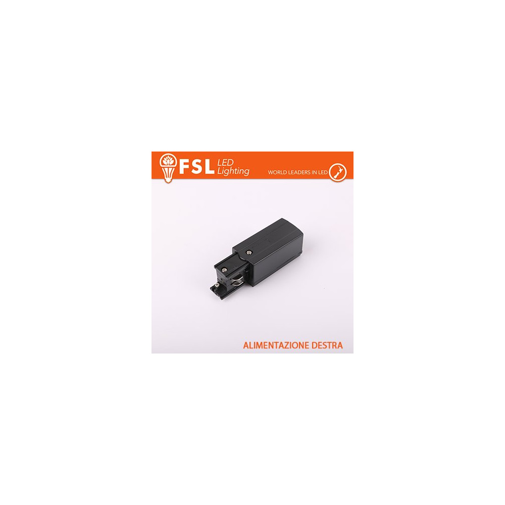 FSL Testata di alimentazione DESTRA per binario trifase - colore NERO FLT4-BPR