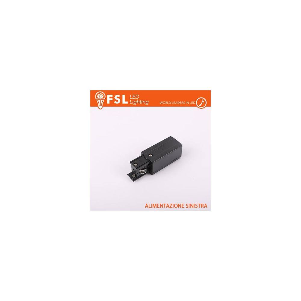 FSL Testata di alimentazione SINISTRA per binario trifase - colore NERO FLT4-BPL